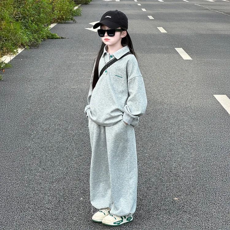 春秋女童长袖套装2025新款女孩洋气超好看polo卫衣儿童休闲两件套