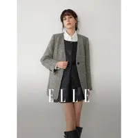 ELLE女装绵羊毛廓形西装外套2025冬新款肌理感通勤西服EX53370
