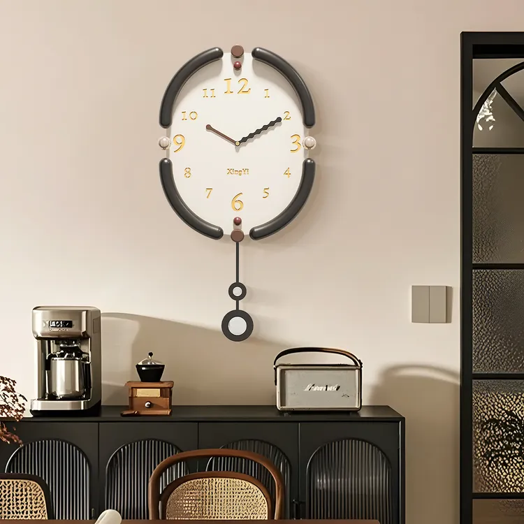 简约家用奶油音符客厅挂钟网红挂墙挂表轻奢大气时钟钟表创意装饰