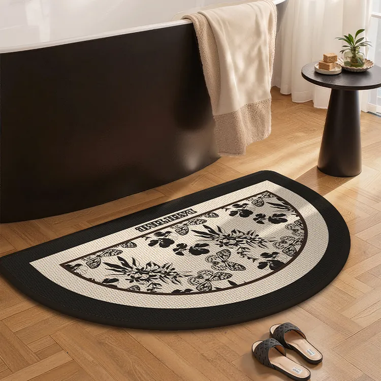 欧派美式高级感亚麻编织浴室地垫吸水速干耐脏地毯卫生间防滑脚垫