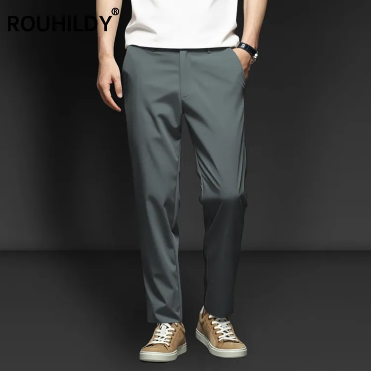 含桑蚕丝西裤男抗皱免烫休闲裤2026年新款夏季薄高级感冰感直筒裤