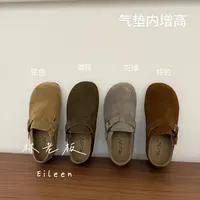 韩版秋季新款复古磨砂真皮勃肯鞋厚底气垫内增高勃肯女鞋 8200-16