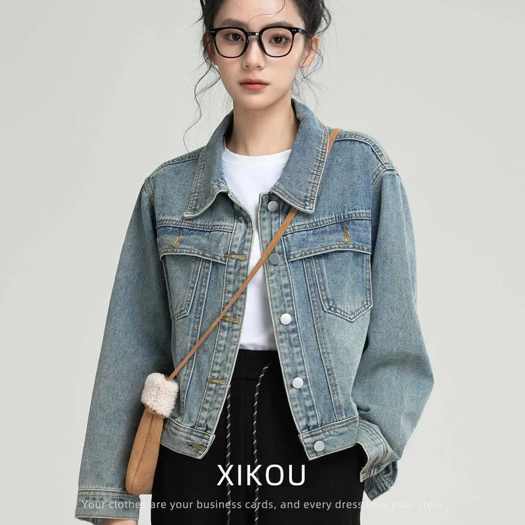 牛仔外套女2025早春新款水洗蓝款式牛仔夹克美式复古休闲短款上衣