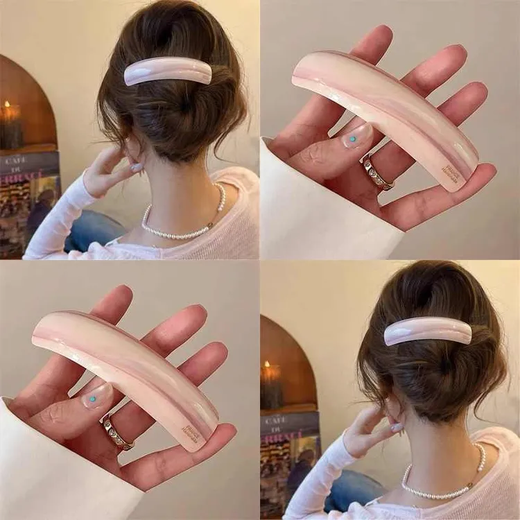 早春韩系半扎发醋酸发夹女后脑勺半扎发一字夹弹簧夹气质头饰发卡