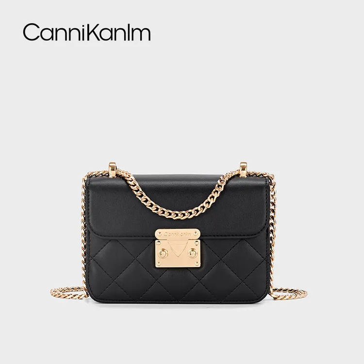 CanniKanlm官方正品真皮链条小方包包女2025新款高级感单肩斜挎包