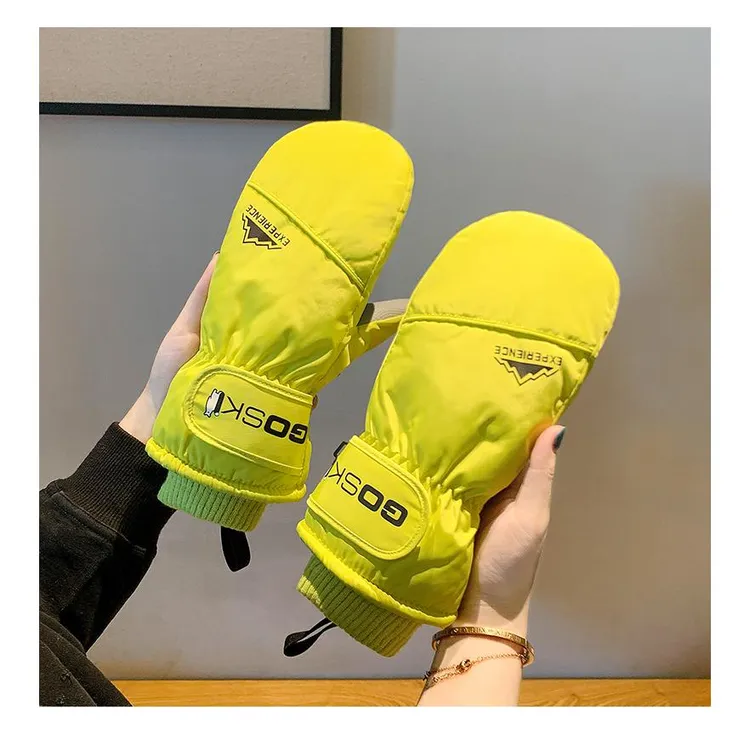 女冬季户外滑雪骑行防寒保暖防水可触屏全包连指手套防丢绳加绒男