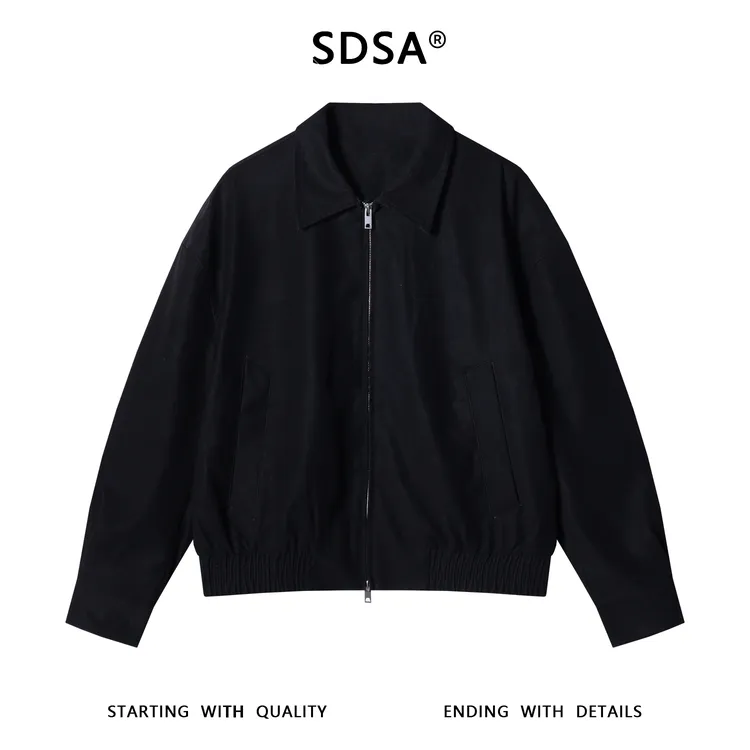 SDSA男士秋冬新款痞帅男装韩版纯色拉链翻领皮衣夹克显瘦高街外套