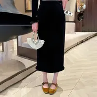 【水貂毛半身裙】水貂毛拼接新中式百搭显瘦直筒半身裙251327