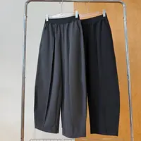 【柳条儿】高个子版 简约松紧腰 色织压褶休闲裤 时尚百搭慵懒风
