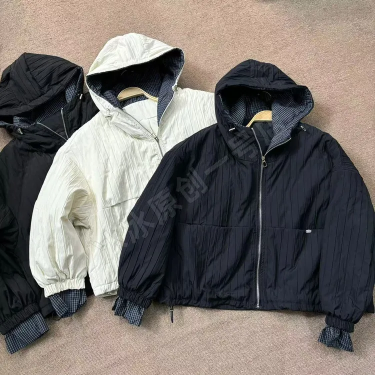 【冰冰一号店】926轻便连帽拼格二棉棉服时尚百搭洋气保暖 新款