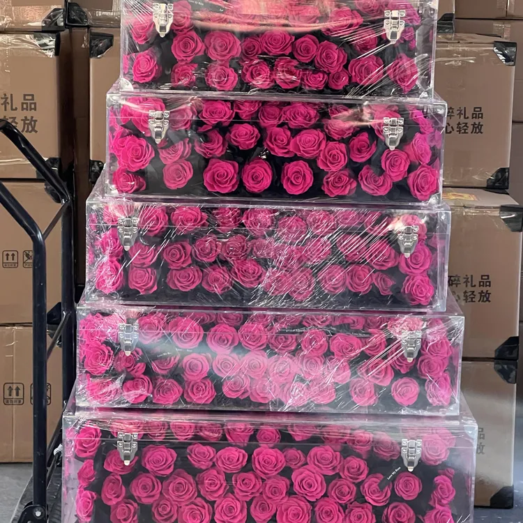 圣诞节情人节叠叠乐永生花玫瑰盒行李箱送女友闺蜜生日乔迁礼物