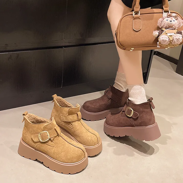 加绒加厚保暖勃肯靴子女款爆款2025新款冬季百搭时尚软底休闲短靴