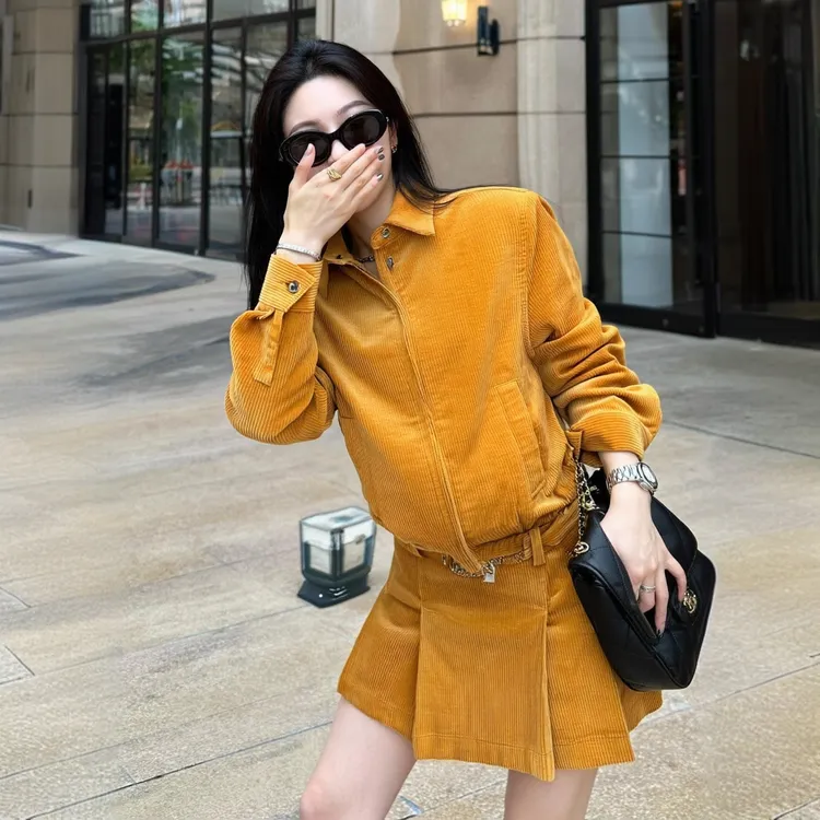 复古工装夹克套装女春夏美拉德甜酷风潮牌时尚短款外套短裙两件套