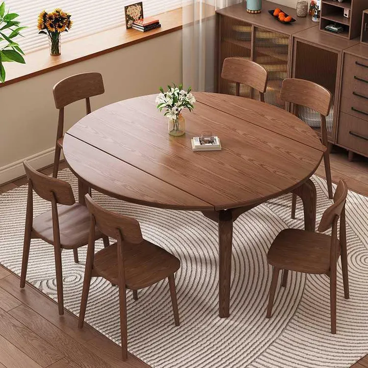 【北美白蜡木】新款白蜡木实木餐桌可伸缩拉伸小户型组合简约现代