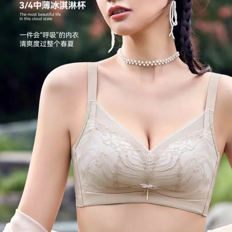 影舒婷3373款内衣聚拢无钢圈文胸薄杯法式上托无痕蕾丝性感胸罩
