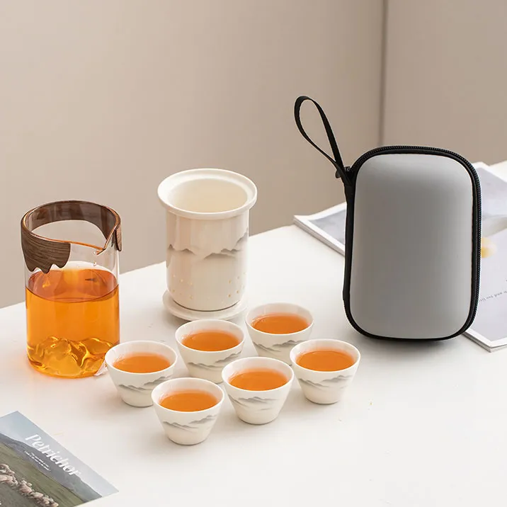 便携式旅行茶具小套装户外包功夫泡茶壶茶杯单人快客杯一壶四六杯