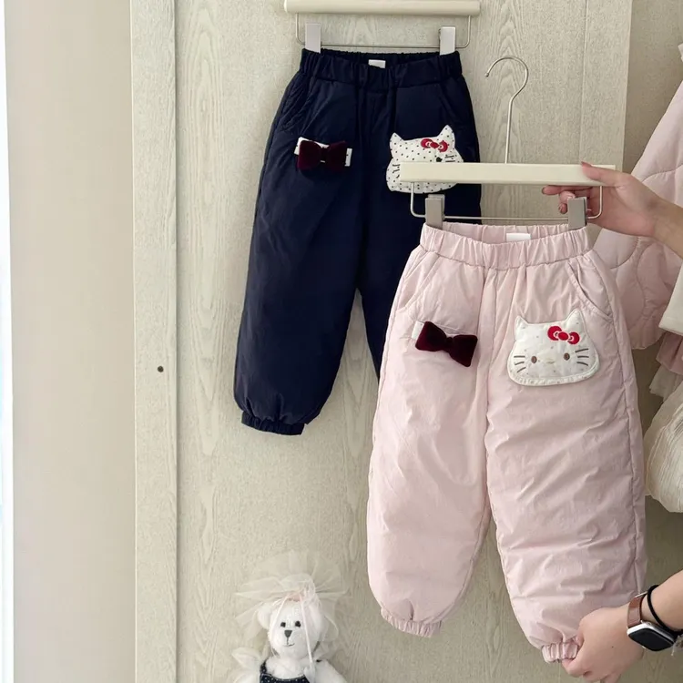 女童加厚加绒棉裤2025新款秋冬儿童时尚保暖卡通裤女孩加绒束腿裤