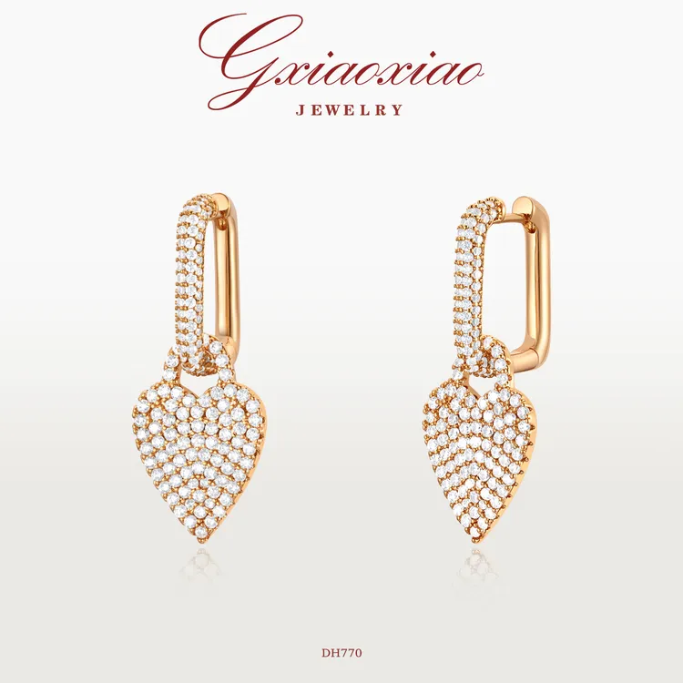 G XIAOXIAO 镀K金 轻奢高级感满镶爱心耳环 DH770