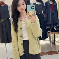 【鞠子Juzi 】13619#法式温柔复古编织麻花开衫毛衣（长约57胸围112）