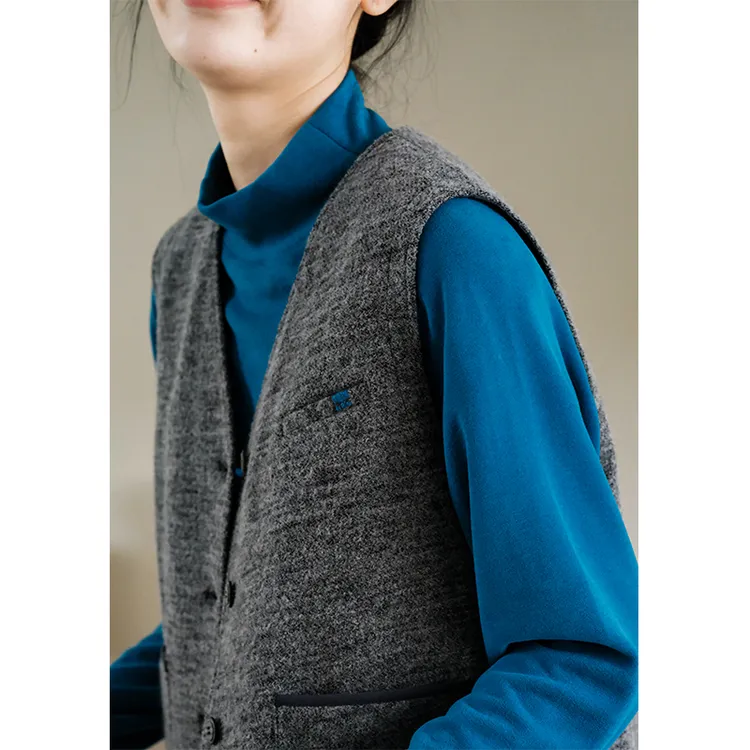 可然隐舟 200g高定澳洲进口羊毛呢外套短款马甲上衣2025秋冬新款