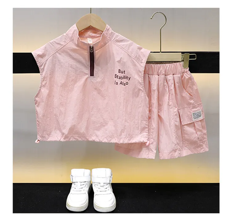 男童运动套装2025新款洋气男孩两件套夏季无袖儿童薄款防晒短裤