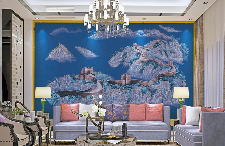 新中式唯我中华高端刺绣背景墙布