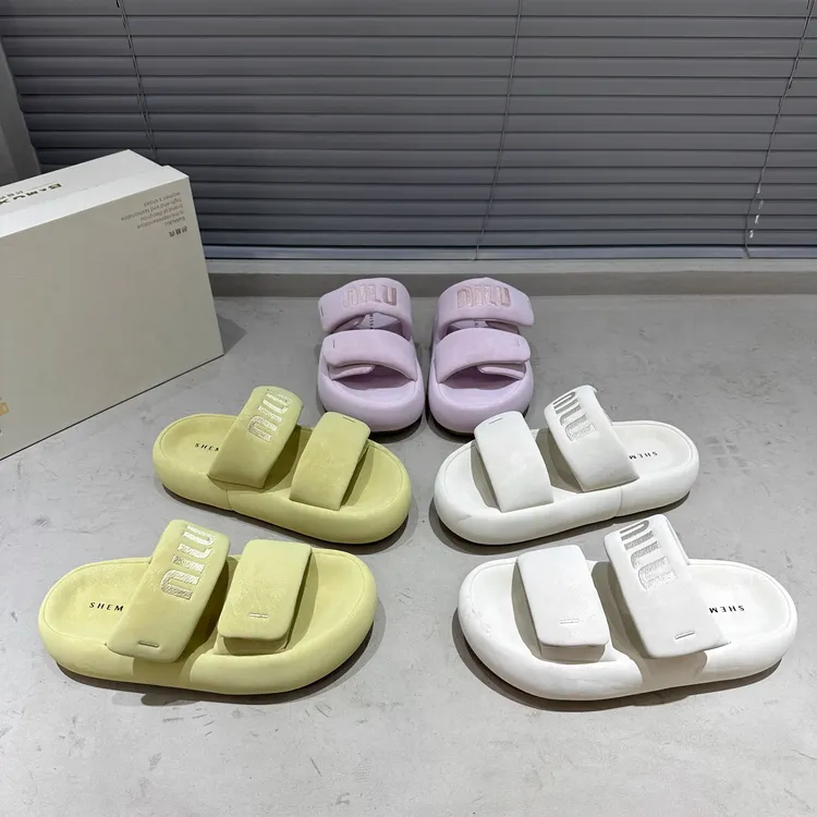 欧洲站厚底时尚拖鞋女2025年夏季新款外穿百搭增高魔术贴一字拖鞋