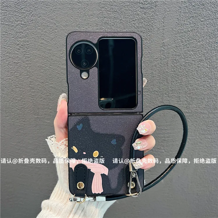 （OPPOfindN3flip系列)金属折叠皮纹适用OPPOfindN3flip手机壳防摔