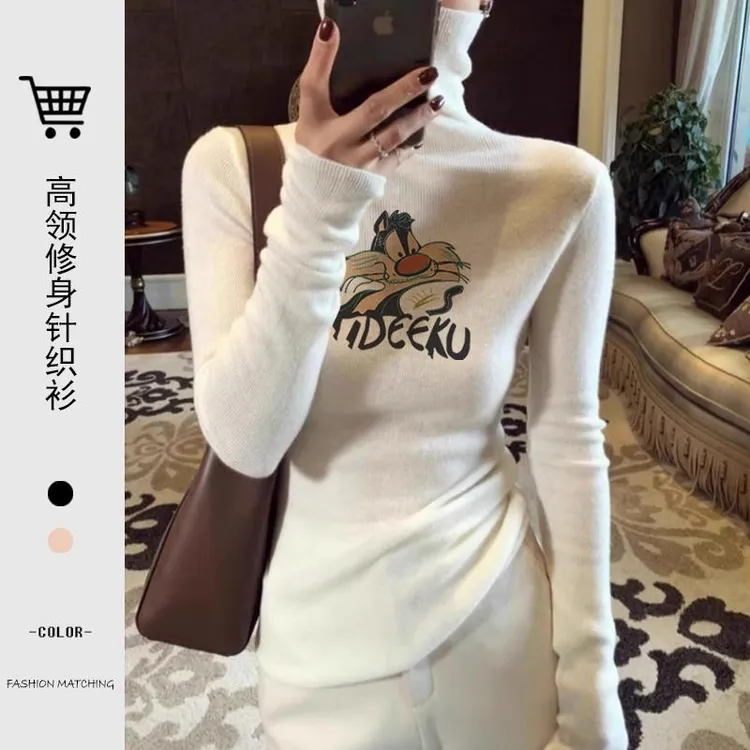 白色高领打底衫女2025新款秋冬加厚内搭t恤高级感针织长袖上衣