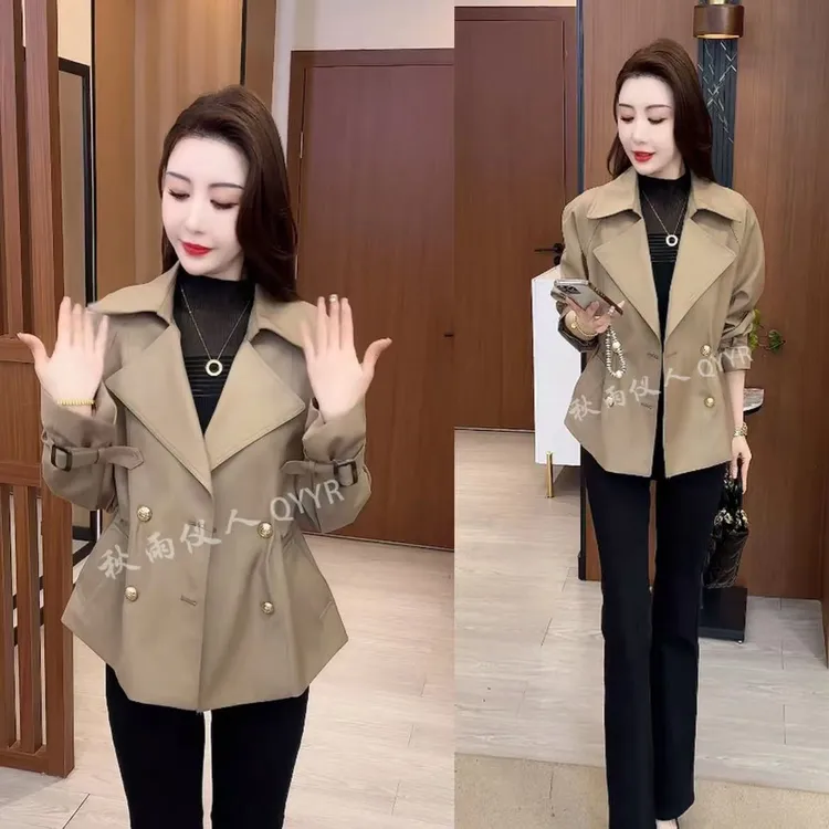 【秋雨仪人】时尚气质风衣短款外套新款春秋季收腰显瘦百搭休闲上衣