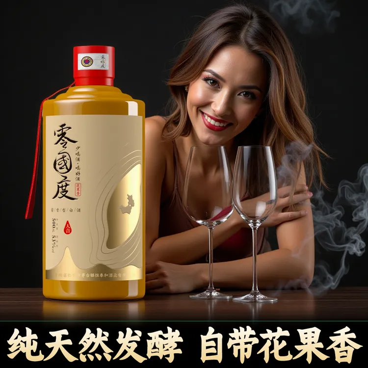 零国度【自带花香果香】贵州酱香型纯粮食坤沙高粱白酒53%Vol500ml