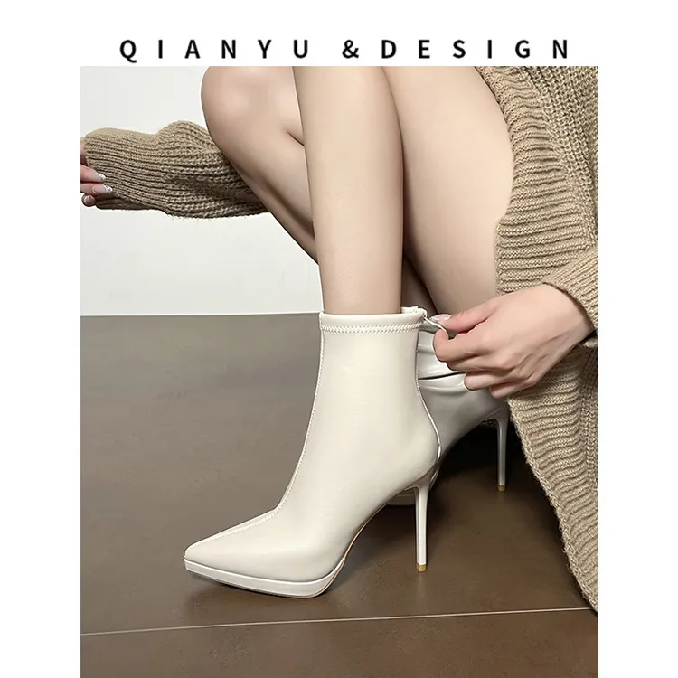 法式细跟绝美时装靴7-8公分瘦瘦靴气质单靴法式时尚百搭女靴秋冬