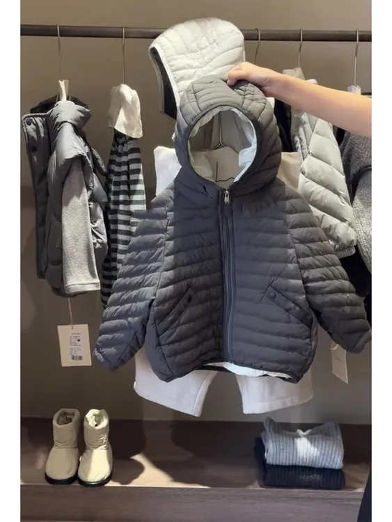 韩范童装男童轻薄款棉服秋冬2025新款儿童时髦连帽夹棉外套衣服