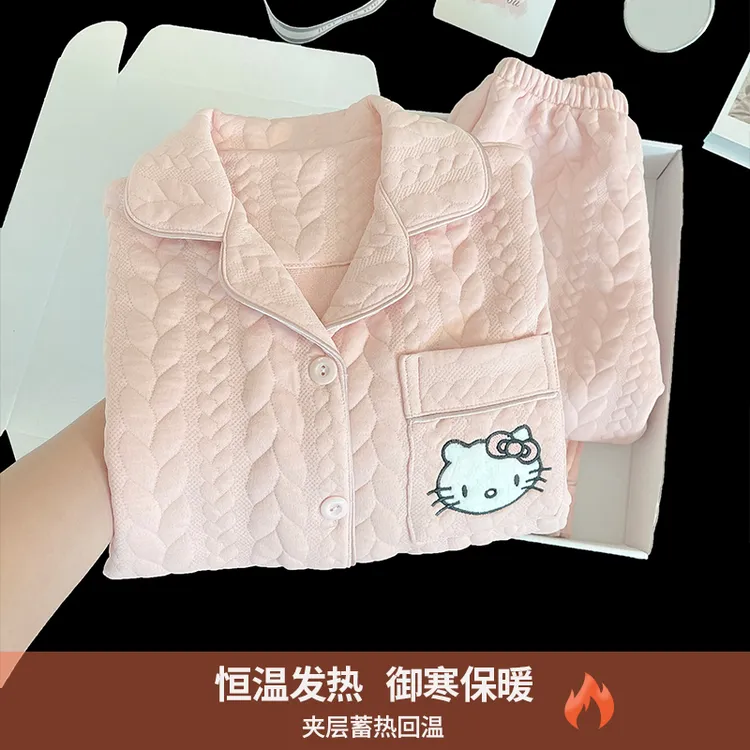 儿童睡衣秋冬季空气棉长袖女童夹层2025新款女孩洋气家居服可外穿