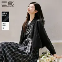 【直播专享】F95A229皮衣 香影黑色皮衣女秋季新款金属丝柔感pu皮