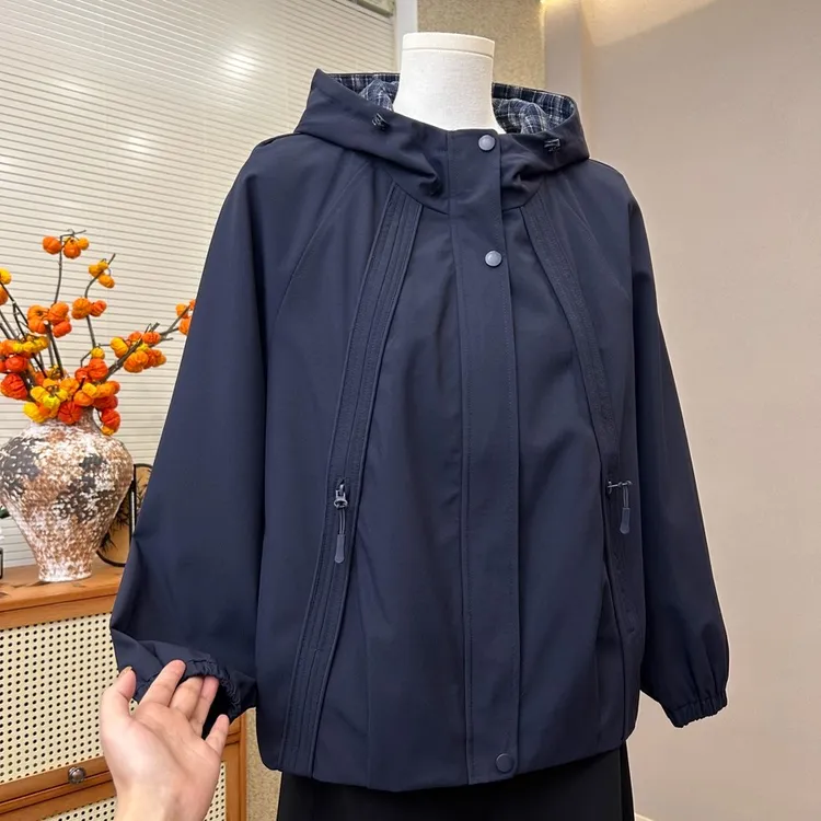 时尚妈妈秋装洋气风衣外套新款中老年女装春秋款休闲宽松夹克上衣
