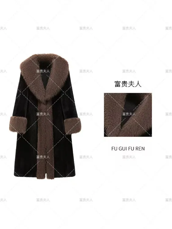 【富贵夫人】新款大毛领[香港总仓1]中长款大衣女士轻奢女装秋冬