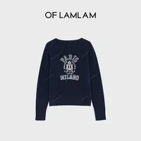 “巴黎徽印”100%羊毛法式高奢提花字母针织毛衣 OFLAMLAM L25801T