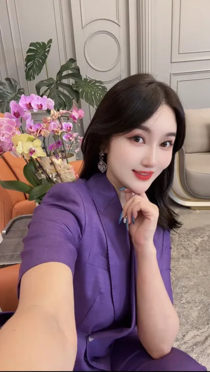 夏季高贵紫短袖九分裤套装