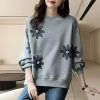 卫衣女2024春季新款重工钉珠印花设计款高级减龄宽松百搭上衣