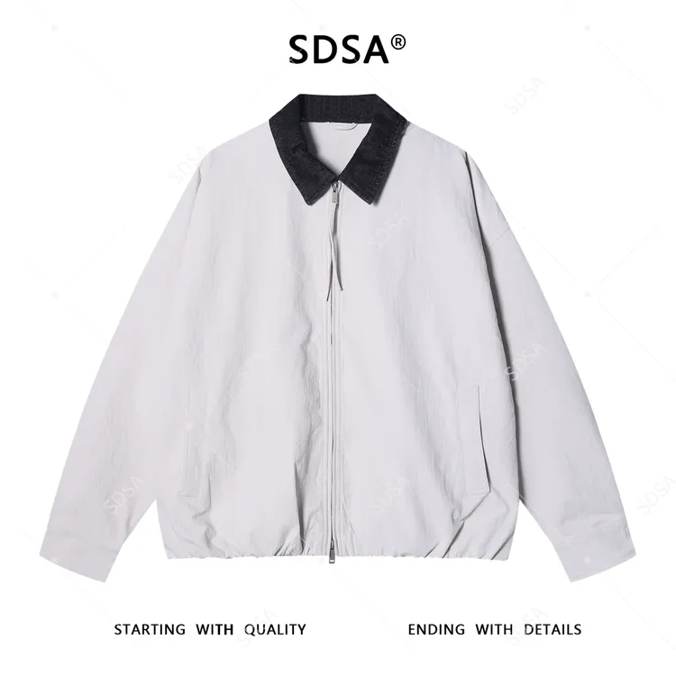 SDSA男士秋冬新款痞帅男装潮牌撞色拼接拉链翻领夹克休闲百搭外套