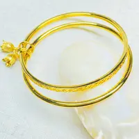 爆款K0198经典黄色双圈碎碎冰花朵闭口手镯多样性发货48567