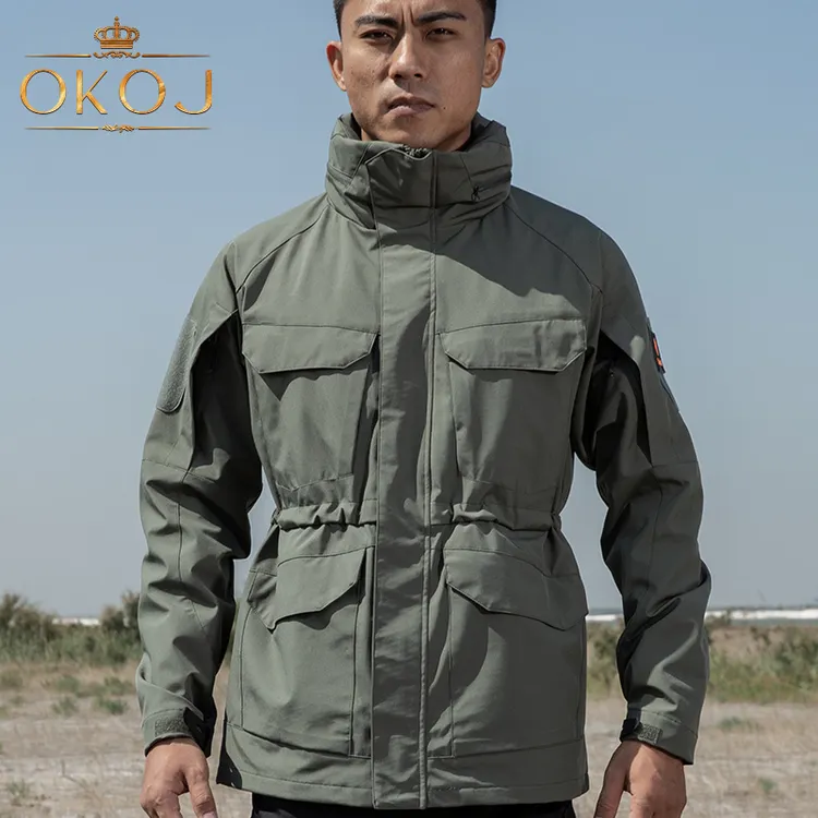 OKOJ户外冲锋衣男外套连帽防风防水耐磨秋季新款徒步登山服工装衣