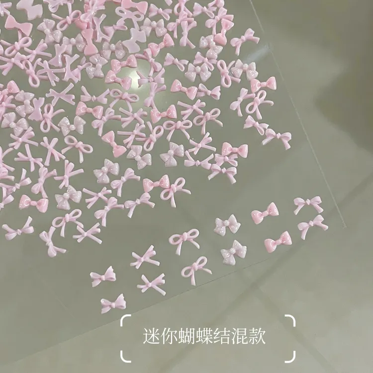 新款网红ins风树脂蝴蝶结马卡龙迷你混装领结飘带DIY指甲装饰品