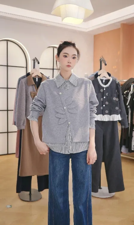 F3070韩版秋冬穿搭2025气质假两件卫衣