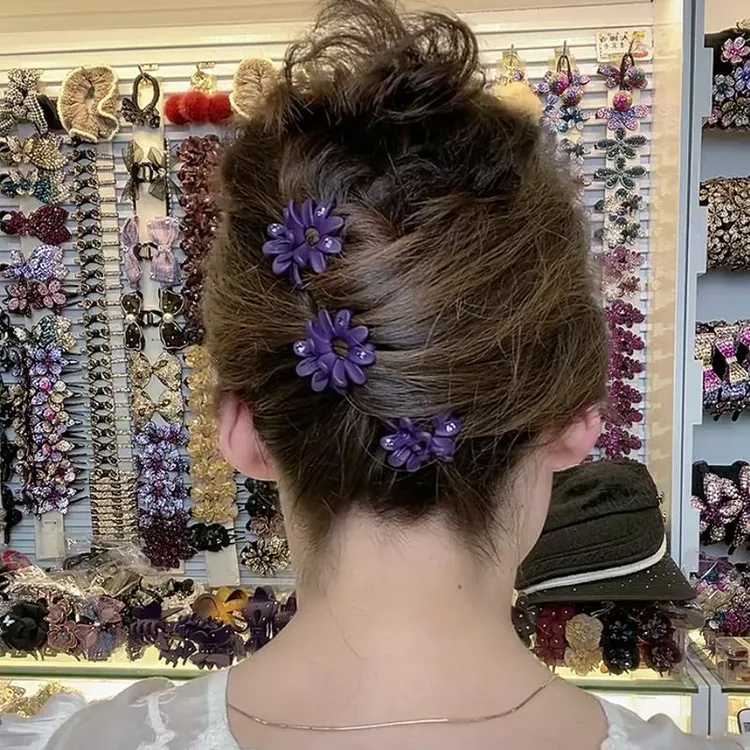 3个一组菊花小抓夹捷克钻刘海夹气质夹子头饰后脑勺碎发夹