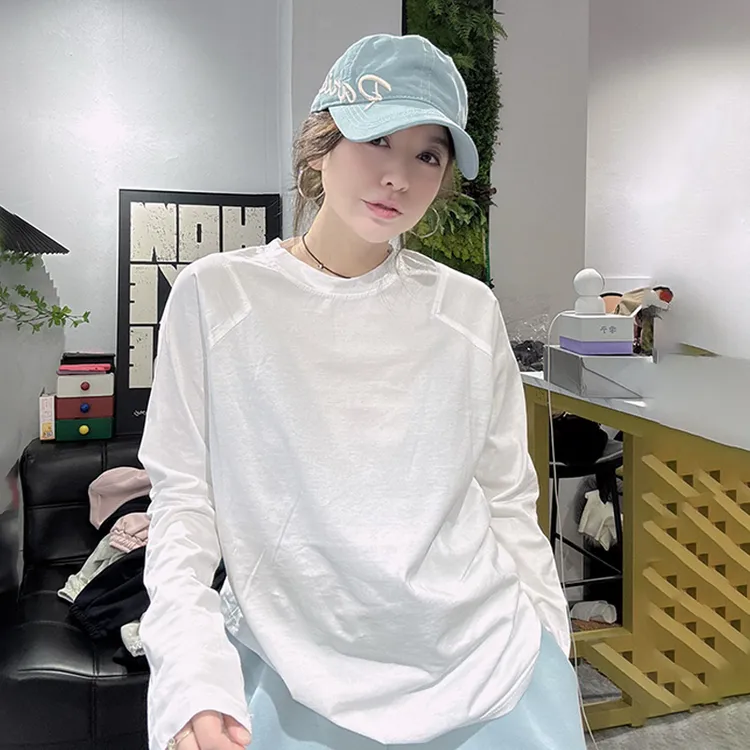 韩版白色百搭长袖打底衫T恤女2025秋季新款流行好看宽松显瘦上衣