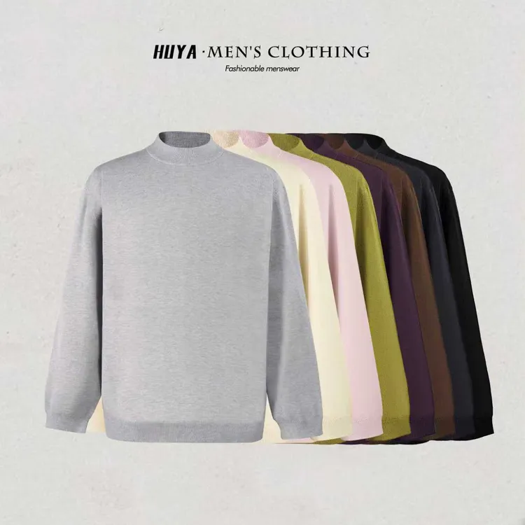 【虎牙兄弟】毛衣男款冬季爆款慵懒感纯色休闲百搭中领针织衫M25102