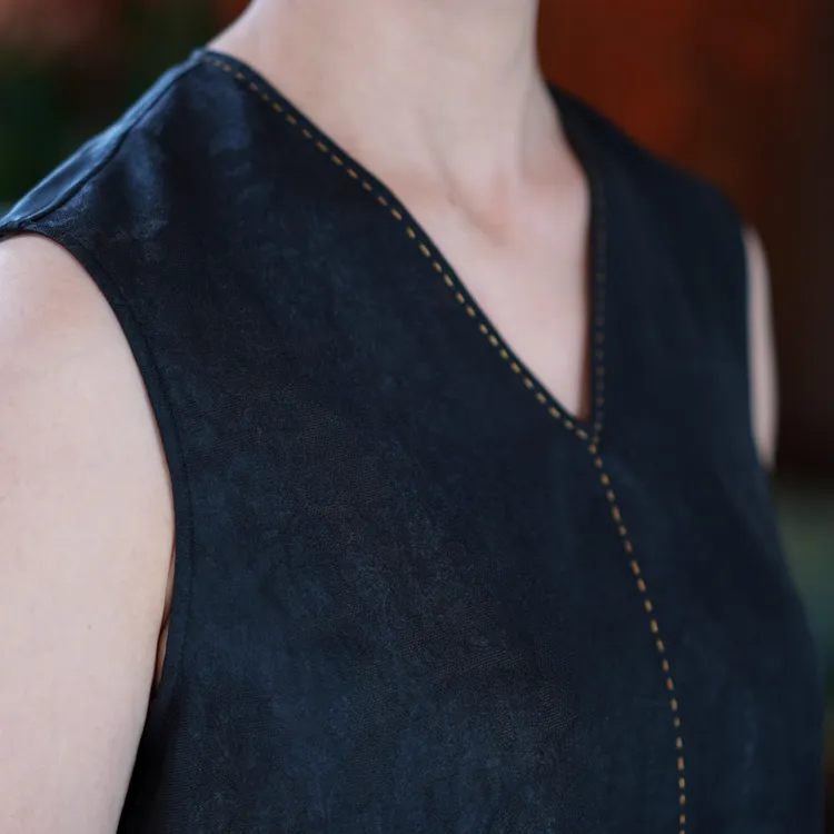 [流光]四经罗香云纱V领背心100桑蚕丝女装气质减龄上衣