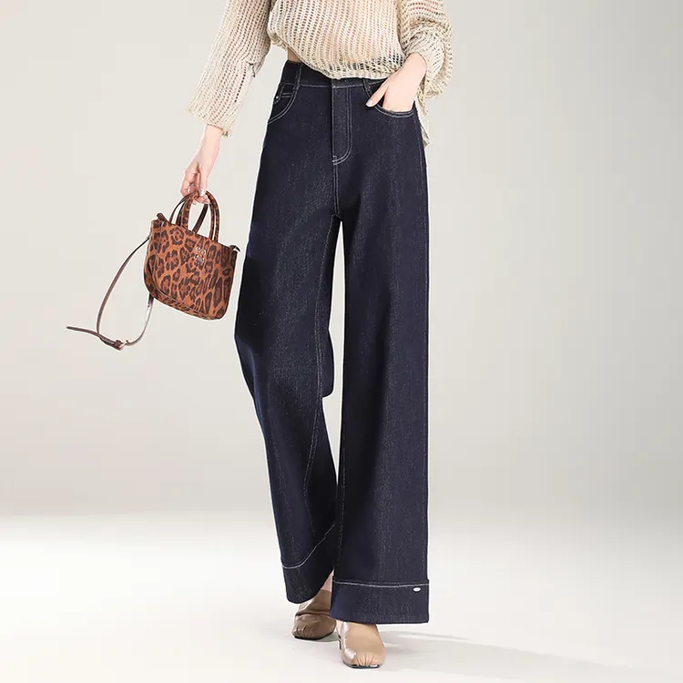 正品2025新款高级感阔腿牛仔裤女高腰宽松休闲垂感春秋直筒裤爆款